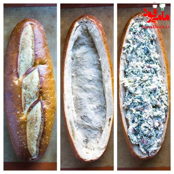 نان فرانسوی پر شده اسفناج فتا